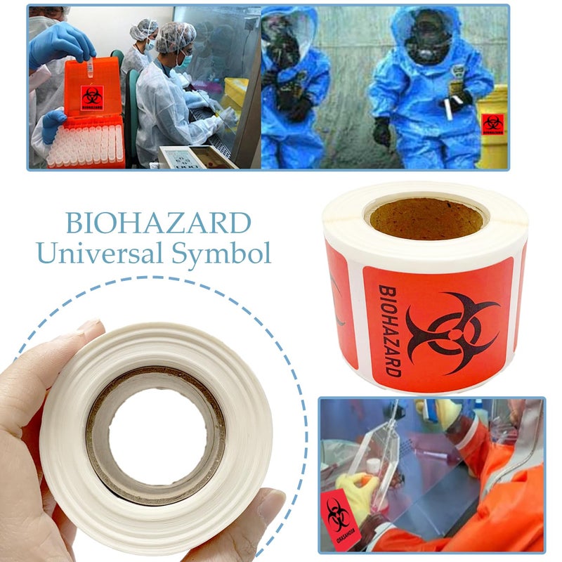 BEMAXYE Biohazard Danger Safety Warning Label - 1""x1"" Waterproof Self Adhesive Decal Sign Sticker  High Temp Resistance  Long Lasting (250 Pcs/Roll) - Image 4